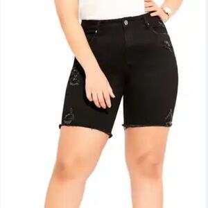 City Chic Harley High Rise Shorts 24 NWT Black
